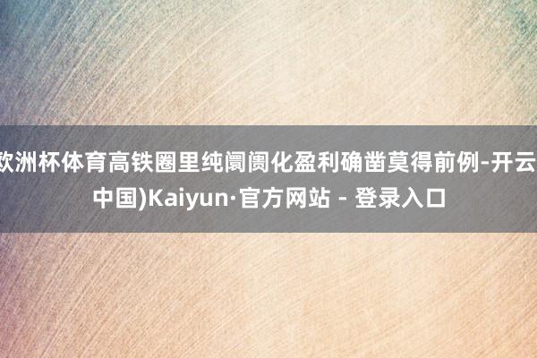 欧洲杯体育高铁圈里纯阛阓化盈利确凿莫得前例-开云(中国)Kaiyun·官方网站 - 登录入口